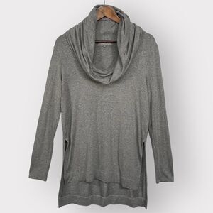Michael Stars Tunic Top Women L Heather Cowl Hood Long Sleeve High-Low Hem X94‎